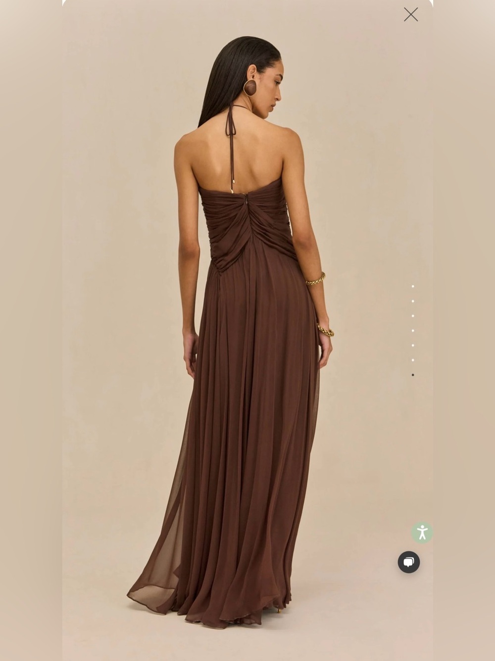 Cult Gaia - RITZ GOWN - Brown Ruched Chiffon Evening Dress - Women's Formal Gown - Picture 9 of 9